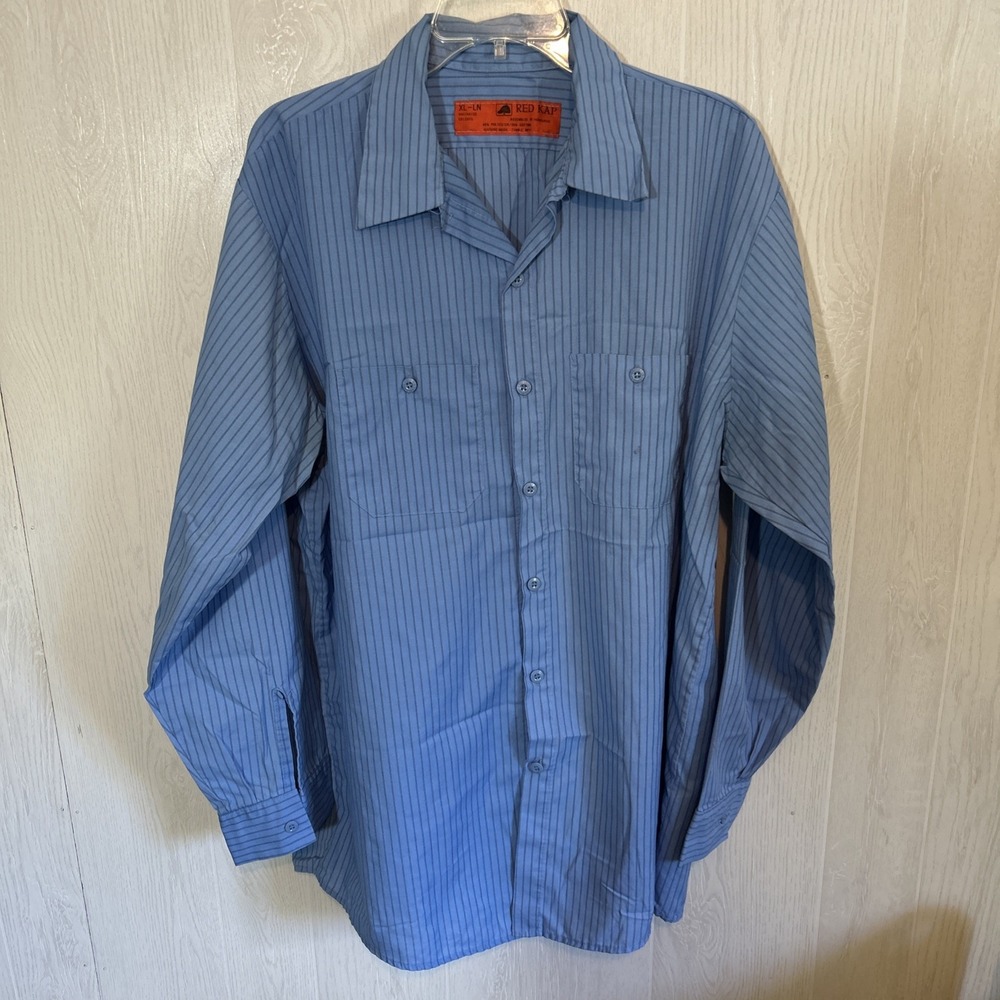 Red Kap XL Blue Pin Stripe Work Shirt